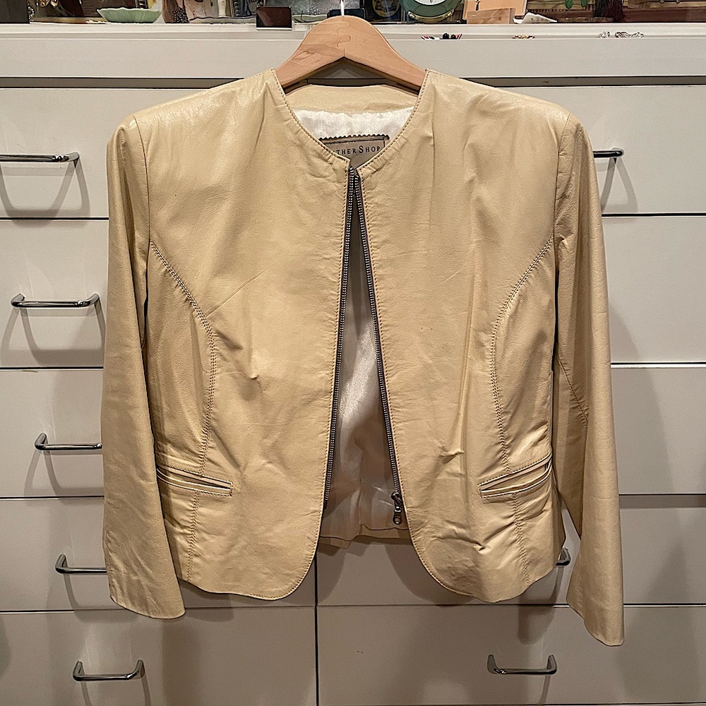 Cream Leather Jacket